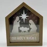 Shadow Box / Nativity / Holy Family / Manger / With Sand / Sand Color / ~6x5”