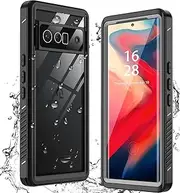 [ANTSHARE] Designed Google Pixel 6 Pro Case,Waterproof Shockproof Clear Protective Case with Built-in Screen Protector,Full Body Case Slim Cover for Pixel 6 Pro 6.7 Inches(Black/Clear)