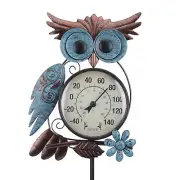 MUMTOP Outdoor Thermometer 42 Inch Metal Owl Garden Stake Outside Wall Thermo...