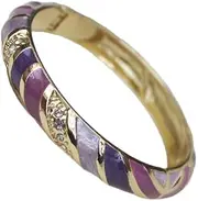 [WBPTP] Enamel Bangle for Women, Multicolor Cloisonne Enamel Stripe Bracelet Spring Hinged Cuff Bangles Rhinestone Jewelry Chinese Traditional Handcrafts