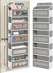 KYEVIS Over the Door Storage with 5 Pockets 10 Side Mesh Pockets, 50lbs Load Anti Tilt Over the Door Organiser, Hanging Organiser for Bathroom, Bedroom, Nursery Baby Essentials for Newborn