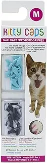 Kitty Caps Cat Nail Caps, Medium, Black with Gray Tips/Baby Blue, 40 Count