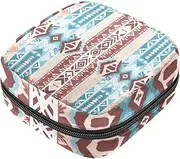 Sanitary Napkin Storage Bag,Period Bag,Ethnic and Rhombus Geometry,Sanitary Bags for Feminine Products