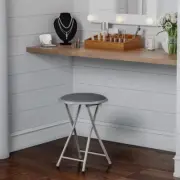 18 In. Gray Backless Steel Frame Folding Bar Stool with Padded Seat