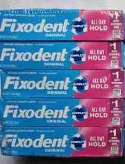 New Sealed 5 PACK FIXODENT Complete Original Denture Adhesive Cream 2.4oz/68g