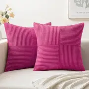 Corduroy Pillow Covers Pack of 2 Boho 16" x 16" (Pack of 2) Hot Pink