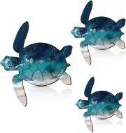 Wooden Sea Turtle Wall Decor Art Beach Theme Decorations Vintage 3 Sizes Gift