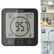 Shower Timer Wall Clock Waterproof Bathroom Digital LCD Thermometer Hygrometer