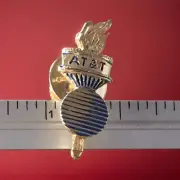 AT&T 1980s Olympic Torch Symbol Gold Lapel Pin NOS