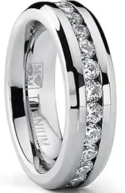 [Metal Masters Co.] Ladies Eternity Titanium Ring 2.4 Carat Cubic Zirconia Wedding Band with CZ 6MM sizes 4 to 9