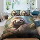 Printing Sloth Bedding Double,Animal Theme Bed Linen With Zip And