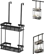 Shower Caddy Over The Door, Shower Hanging Organizer, No Drilling Over The Door Shower Storage Caddy with 2-Tier Rack, Holds Body Wash, Shampoo, Soap, Razor, Towel