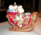 FITZ & FLOYD HOLIDAY CHRISTMAS SANTA SLEIGH COOKIE JAR NIB NEVER USED