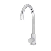 MEIR Round Kitchen Mixer Tap - Gooseneck Swivel - Pinless Handle - Chrome