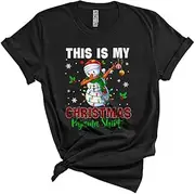 [Generic] This is My Christmas Pajama Shirt, Amazing Plaid Dabbing Snowman, X-mas Snow Family Unisex T-Shirt