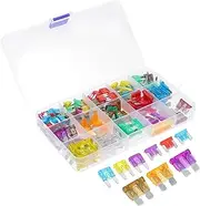 FELTECHELECTR 180 Pcs Automotive Fuse Assortment Kit with and Standard Fuses Includes Puller Tool for Easy Replacement Organized Storage Box for Convenient Access