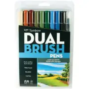 Tombow Dual Brush & Fine Tip Water-based Blendable Acid Free Pens: LandscPalette