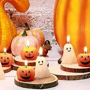 Nuanchu 12 Pcs Halloween Ghost and Pumpkin Candle - Fun Scented Handmade Wax Fall Candles for Thanksgiving and Home Decor (White, Orange, Ghost, Pumpkin)