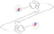 NULYLU 2pcs Pet Memorial Suncatcher Ornament Vibrant Dog Paw Print Keepsake Cat Remembrance Garden Decoration Heartfelt Present for Pet Owners Durable and Stylish Home Accent