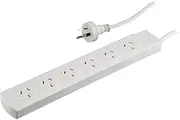 PB60 DOSS 6 Way Powerboard White with Overload Protection Pure White Finish Pure White Finish, 6 Outlets
