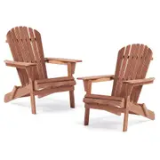 Adirondack Folding 2 x Chair Set - Brown