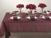 Classic Red and Black Tartan Plaid Tablecloth – 70" x 70" Square