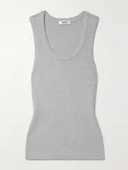 [AGOLDE] AGOLDE - Poppy Ribbed Stretch Organic Cotton And Tencel Lyocell-blend Jersey Tank - Gray - small small Gray