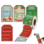 200Pcs Christmas Gift Tags Stickers Deer Name Tags Kraft Paper Stickers for Gifts Xmas Tree-Style 1:Red Background and Green Background