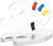 Relaxdays Painting Palette Set of 10, Mixing Palette 15 x 25 cm, Clear Finger Hole, Colour Plate, Acrylic, Transparent