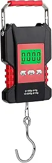 [Generic] Portable Fish Scale 50kg/110lb Rechargeable Digital Hanging Fishing Luggage Scale with 1.5M e Measure Red One Size