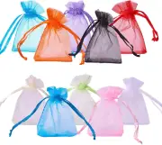 100Pcs Drawstring Organza Gift Bags Small Organza Bags Rainbow Color Jewelry Pou