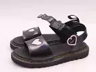 DR. MARTENS Size 5Y US Black Marlowe Hearts Junior Kids Sandals 30761001