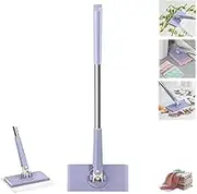 Automatic Cloth Changing Mini Mop,360 Rotating Automatic Cloth Changing Mop,Upgraded Hands-Free Mini Mop,Portable Mini Mop Push-Pull Handle Design,Dust Mop with Face Towels & Clip (44.5in,Purple)
