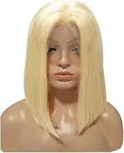 16 Inch Short Bob lace Wigs with Baby Hair for Black Women,Long Bob Wigs 613 Blonde 13x4 Lace Front 180% Density Brazilian High temperature fiber Hair Straight