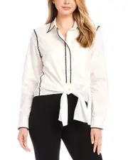 Karen Kane Contrast Trim Button Front Shirt