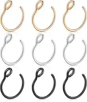[Briana Williams] Fake Nose Ring, 20G Faux Piercing Jewelry 8mm Fake Nose Ring Hoop for Faux Lip Septum Nose Ring Set