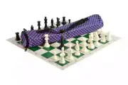 Quiver Chess Set Combo- Triple Weighted - Royal Blue & Orange Dots / Green Board