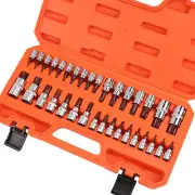34Pcs Torx Bit Socket Set T6 - T70 Impact Star Bits S2 1/2" 3/8" 1/4" Drive