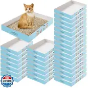 Roshtia 30 Pcs Disposable Cat Litter Box Foldable Paper Kitty Litter Tray 13.