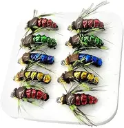 Fly Popper Lures Bass,10 Fly Fishing Dry Fly - Bright Colors Exquisite Fly Fishing Kit for Saltwater and Freshwater Fishing Enthusiast