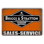 Tin Sign Briggs & Stratton Gasoline Motors 4 Cycle Sales Service Rustic Look