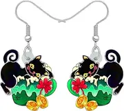 [SHIGIE] St. Patrick's Day Acrylic Hat Black Cat Earrings Bow Tie Kitten Dangle Festival Gold Coin Jewellery For Women Pets Lovers Gifts