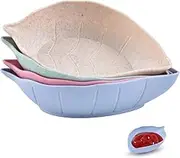 BWLAND Wheat Straw Leaf Shape Sauce Dishes, 4 PCS, Green, Pink, Beige, Blue, Dipping Sauce Bowls for Ketchup, Appetizers, Condiment, Snack, Honey Mustard