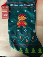 New Nintendo Retro Super Mario Bros Christmas Stocking 18”