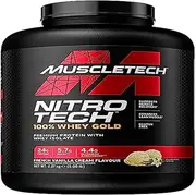 MuscleTech NitroTech 100% Whey Gold Protein Powder, Build Muscle Mass, Whey Isolate Protein Powder and Peptides, Protein Shake For Men and Women, 5.5 g BCAA, 71 Servings, 2.27 kg, French Vanilla Cream