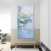 Oil Painting - Pond Lotus Landscape Texture Painting Large Size Sofa Background Wall Decorative Painting,Living Room Sofa Background Wall Decoration Painting,As Shown,110 X 220 Cm(44"X87")