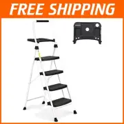 Portable 4-Step Ladder with Tool Platform - 330LBS Capacity for Home & Office