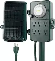 BN-LINK 24 Hour Outdoor Mechanical Timer 6 Outlets Garden Power Stake Waterproof