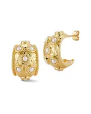 Chloe and Madison Plated Hammered Hoop Earrings