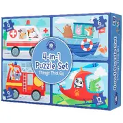 Learning Can Be Fun 4 in 1 Puzzle Set Things that Go